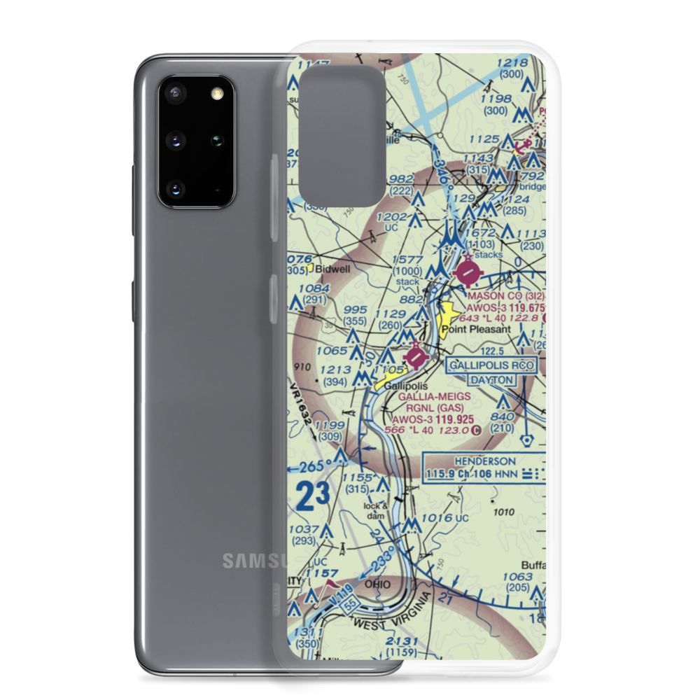 Gallia Meigs Regional Airport (GAS) VFR Sectional Samsung Case Samsung Galaxy S20 Plus model shown
