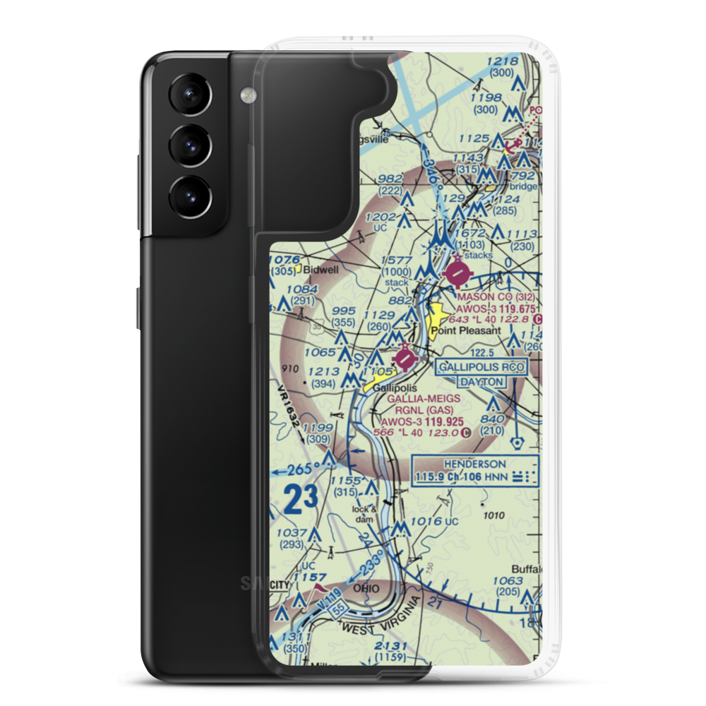 Gallia Meigs Regional Airport (GAS) VFR Sectional Samsung Case Samsung Galaxy S21 Plus model shown