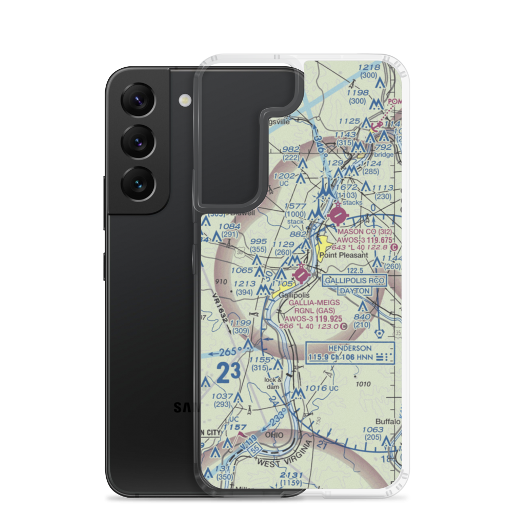 Gallia Meigs Regional Airport (GAS) VFR Sectional Samsung Case Samsung Galaxy S22 model shown