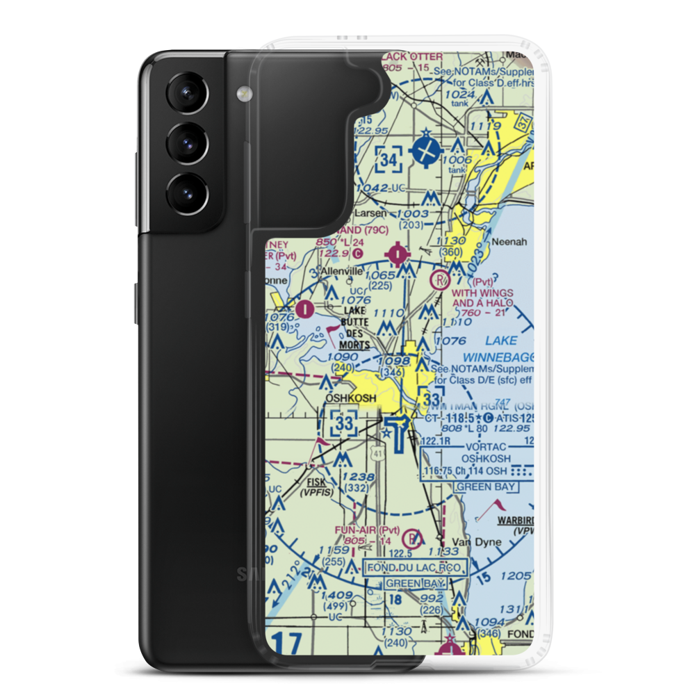 Gallinger Airport (51WI) VFR Sectional Samsung Case Samsung Galaxy S21 Plus model shown