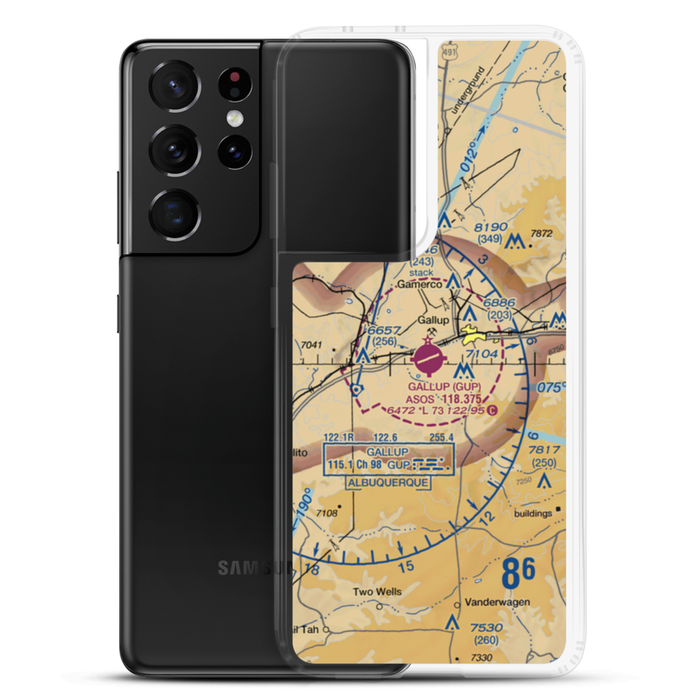 Gallup Municipal Airport (GUP) VFR Sectional Samsung Case Samsung Galaxy S21 Ultra model shown