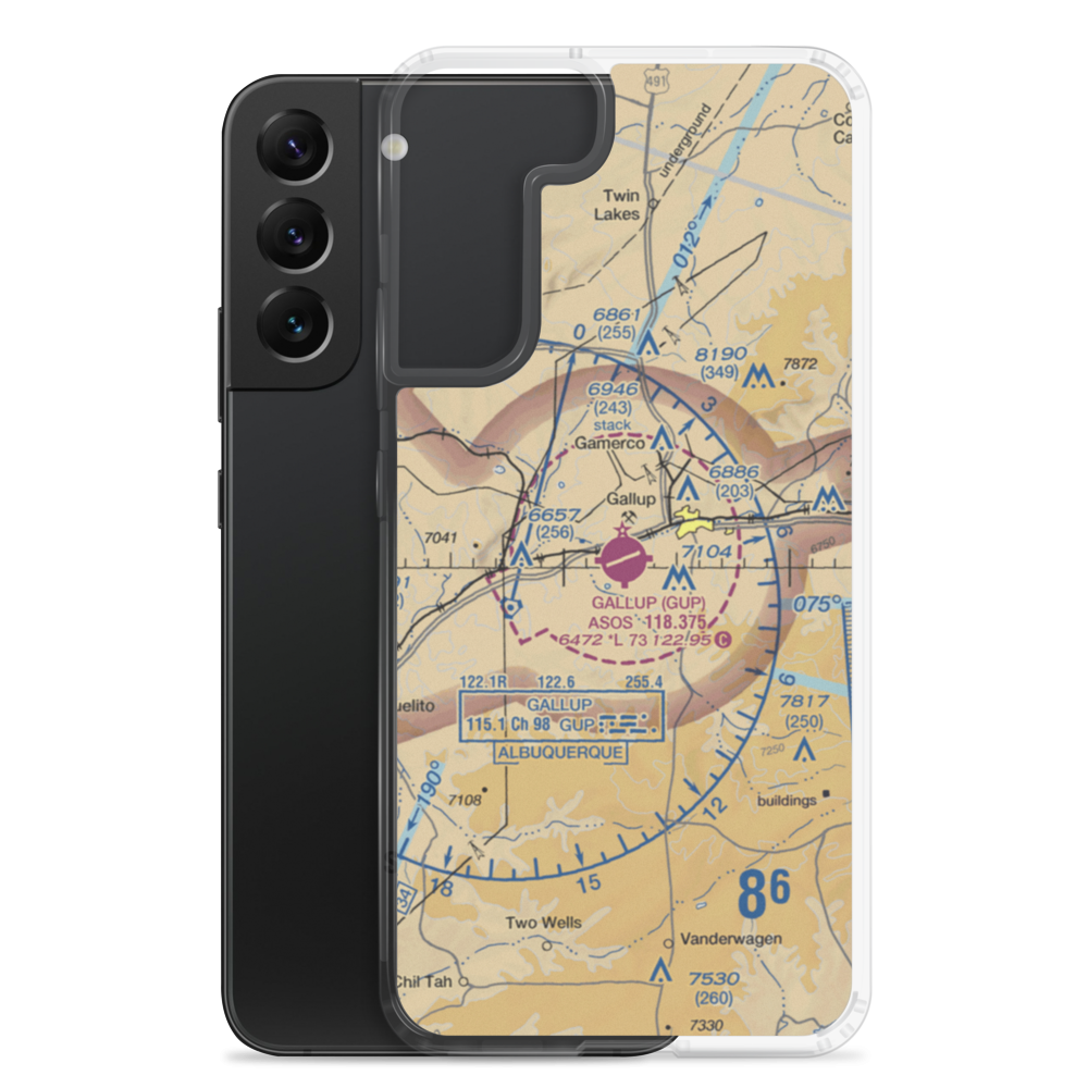 Gallup Municipal Airport (GUP) VFR Sectional Samsung Case Samsung Galaxy S22 Plus model shown