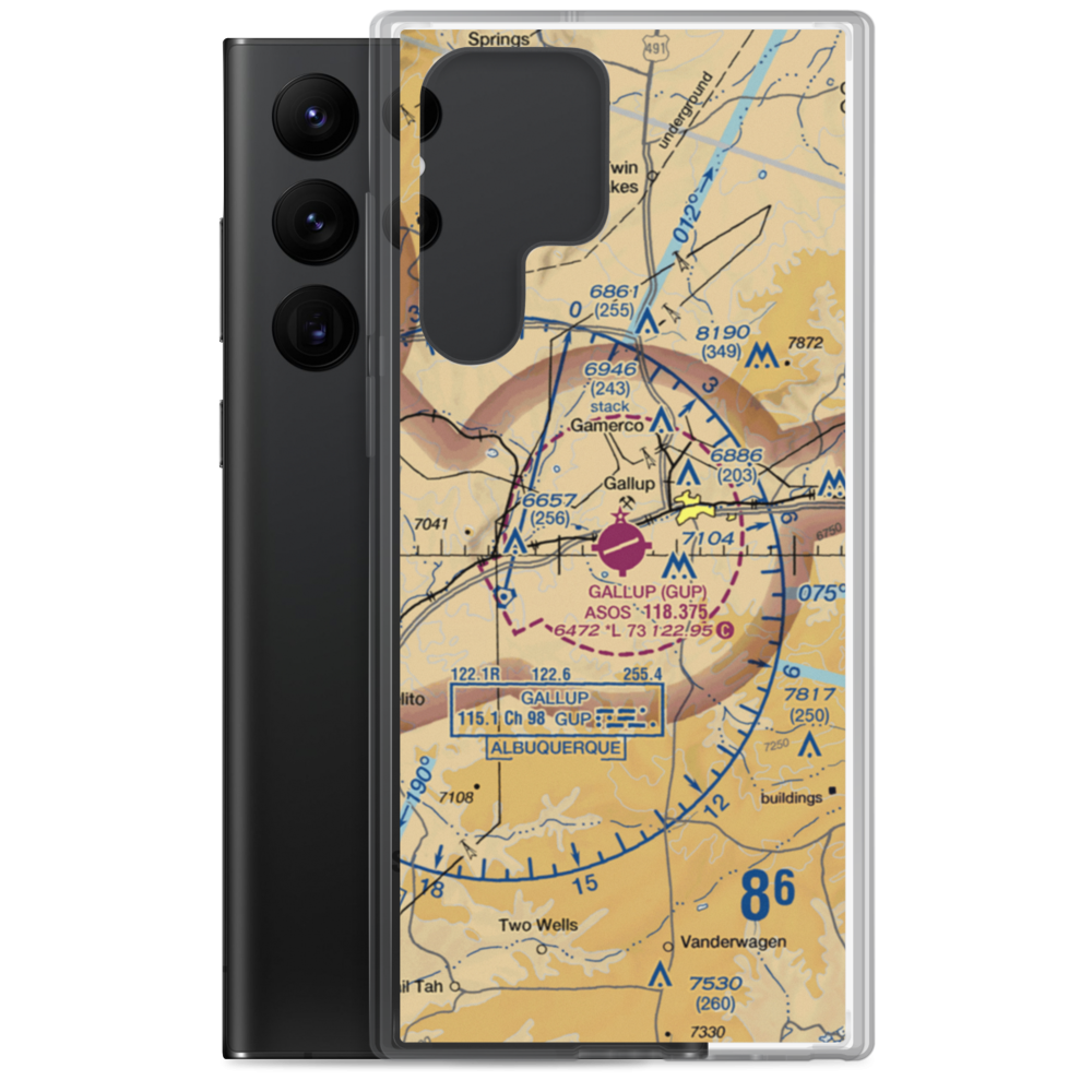 Gallup Municipal Airport (GUP) VFR Sectional Samsung Case Samsung Galaxy S22 Ultra model shown