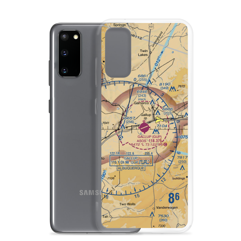 Gallup Municipal Airport (GUP) VFR Sectional Samsung Case Samsung Galaxy S20 model shown
