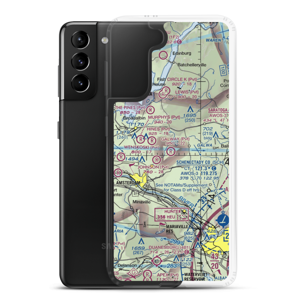 Galway Airport (NY37) VFR Sectional Samsung Case Samsung Galaxy S21 Plus model shown