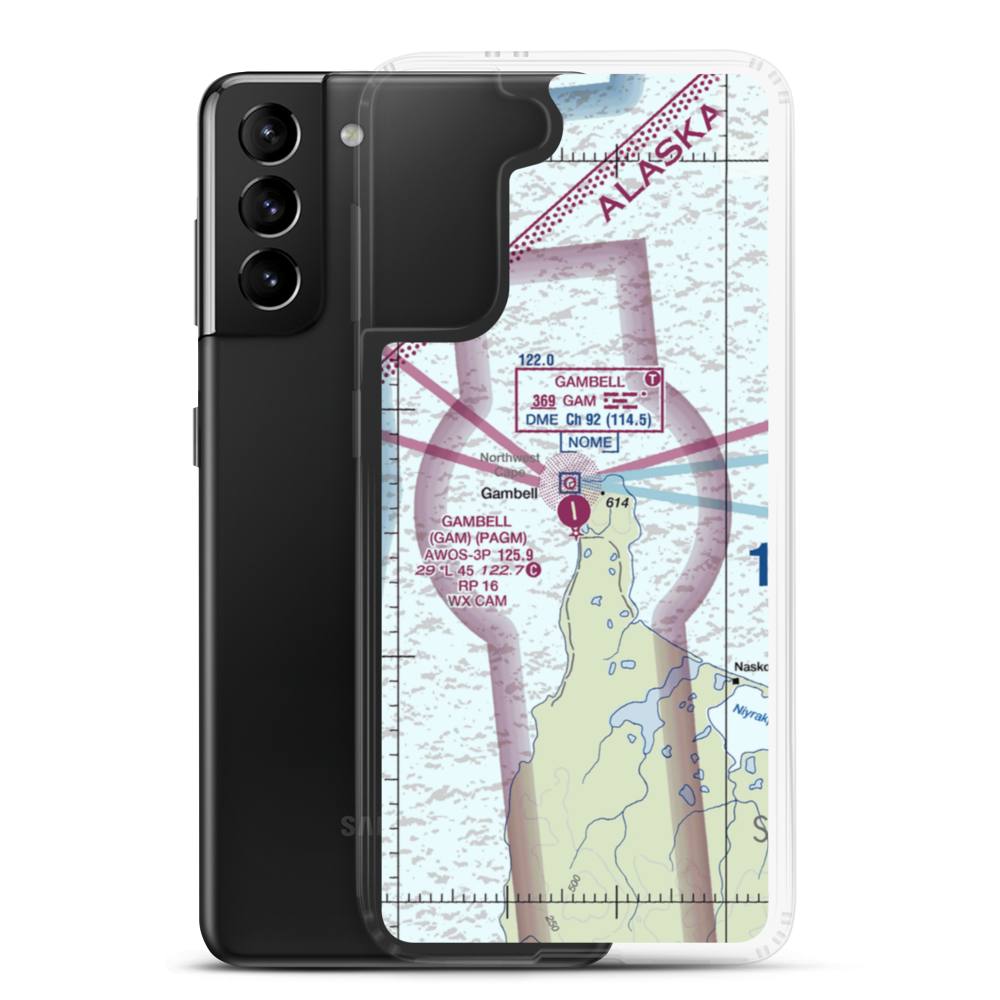 Gambell Airport (GAM) VFR Sectional Samsung Case Samsung Galaxy S21 Plus model shown
