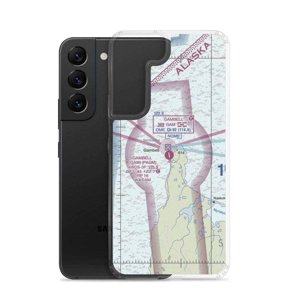 Gambell Airport (GAM) VFR Sectional Samsung Case Samsung Galaxy S22 model shown