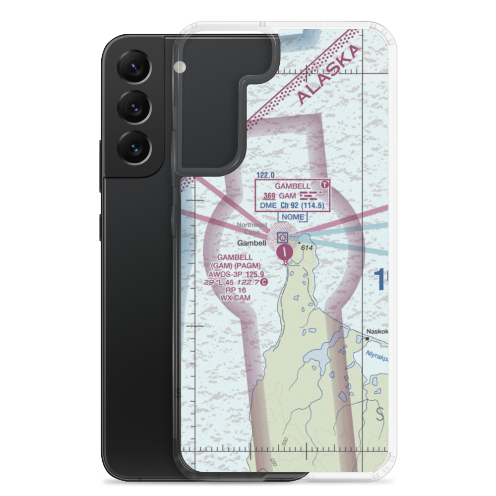Gambell Airport (GAM) VFR Sectional Samsung Case Samsung Galaxy S22 Plus model shown