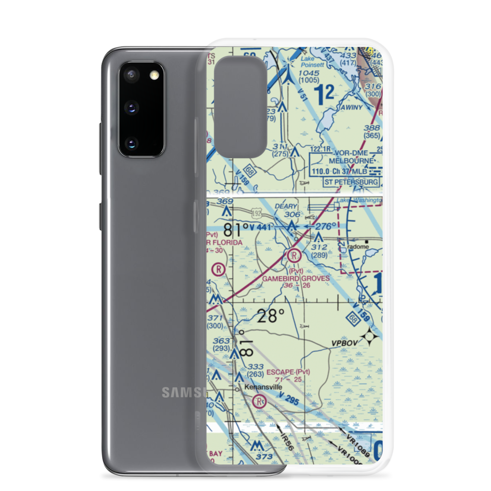 Gamebird Groves Airstrip (FD74) VFR Sectional Samsung Case Samsung Galaxy S20 model shown