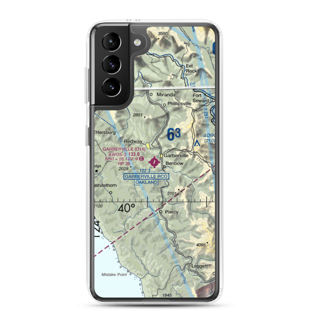 Garberville Airport (O16) VFR Sectional Samsung Case Samsung Galaxy S21 Plus model shown