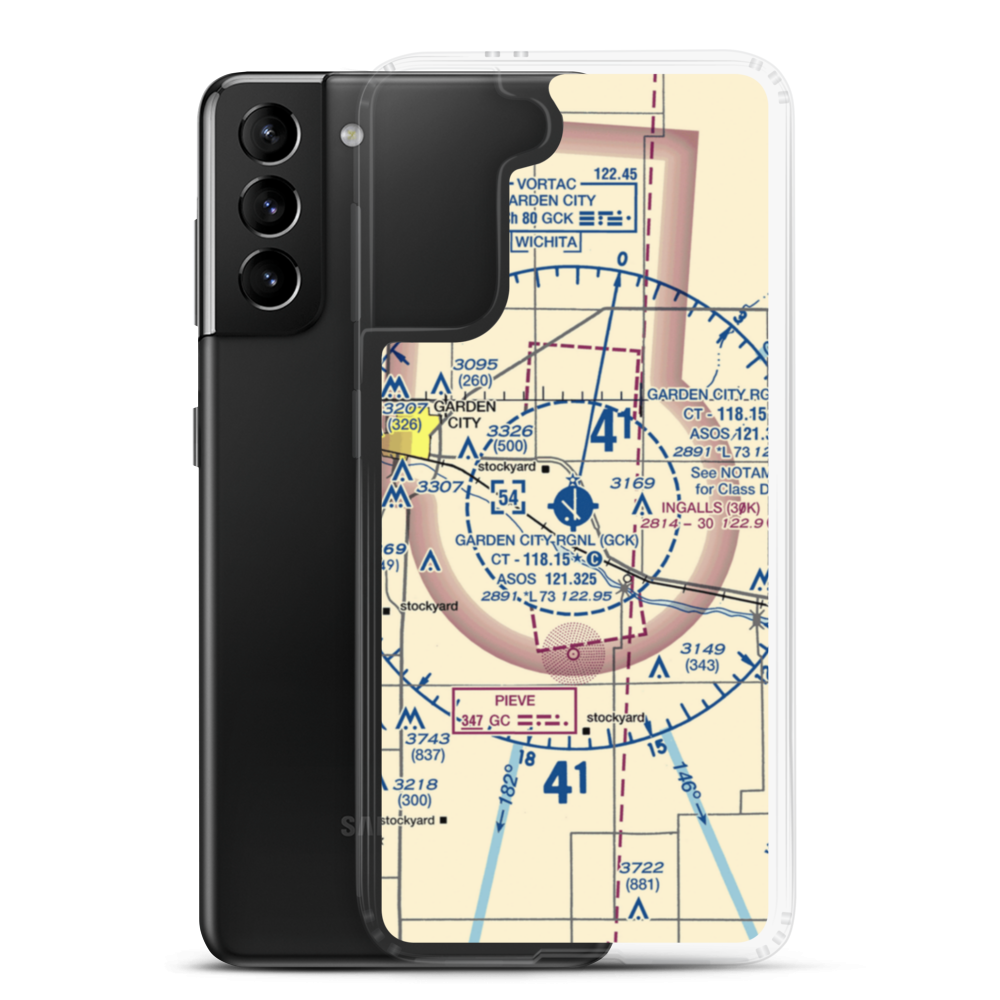 Garden City Regional Airport (GCK) VFR Sectional Samsung Case Samsung Galaxy S21 Plus model shown
