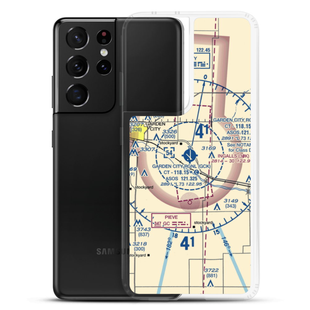 Garden City Regional Airport (GCK) VFR Sectional Samsung Case Samsung Galaxy S21 Ultra model shown