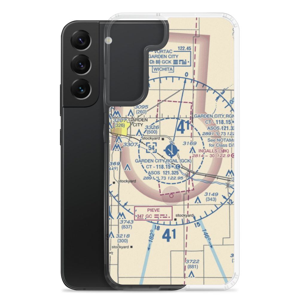 Garden City Regional Airport (GCK) VFR Sectional Samsung Case Samsung Galaxy S22 Plus model shown