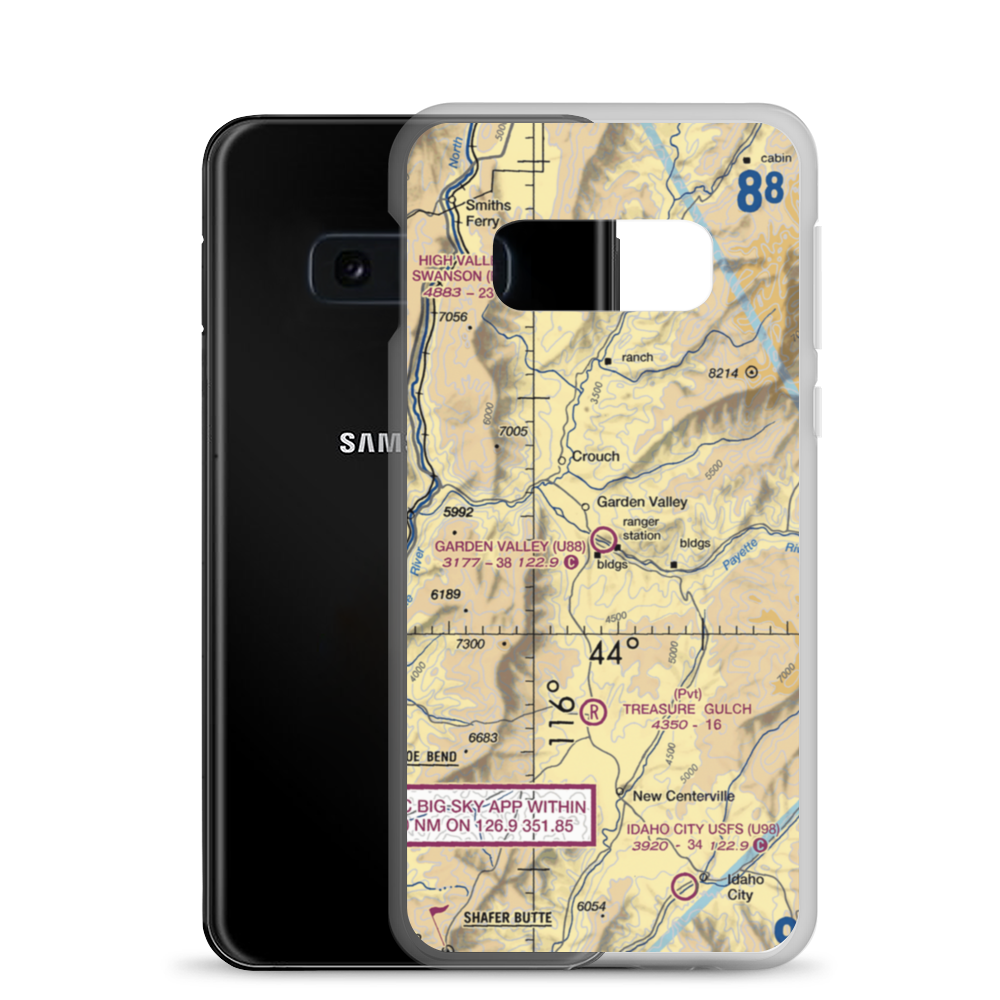 Garden Valley Airport (U88) VFR Sectional Samsung Case Samsung Galaxy S10e model shown