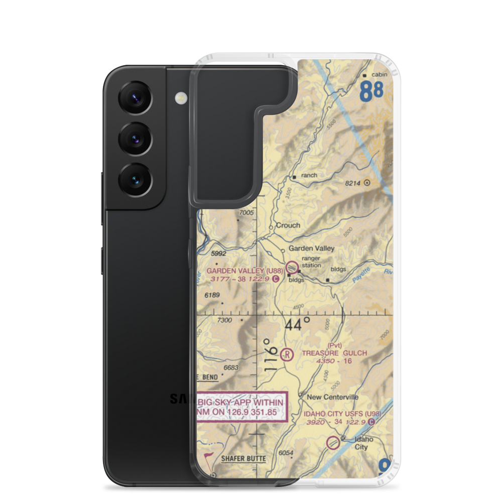 Garden Valley Heliport (D12) VFR Sectional Samsung Case Samsung Galaxy S22 model shown
