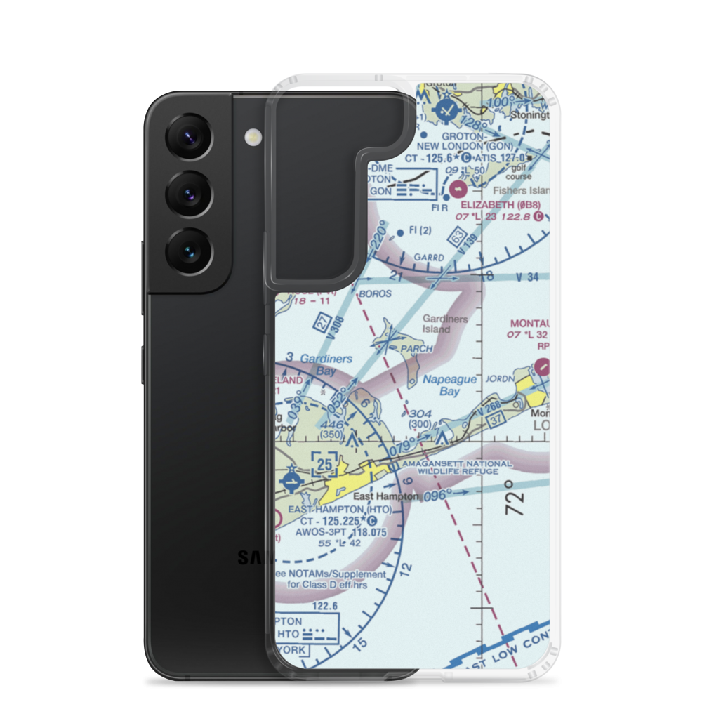 Gardiners Island Landing Field (US-0268) VFR Sectional Samsung Case Samsung Galaxy S22 model shown
