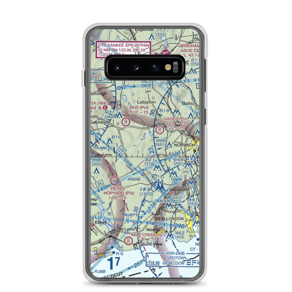 Gardner Lake Airport (CT08) VFR Sectional Samsung Case Samsung Galaxy S10 model shown