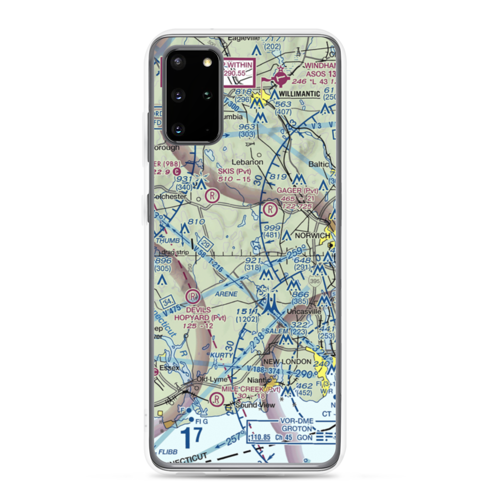 Gardner Lake Airport (CT08) VFR Sectional Samsung Case Samsung Galaxy S20 Plus model shown