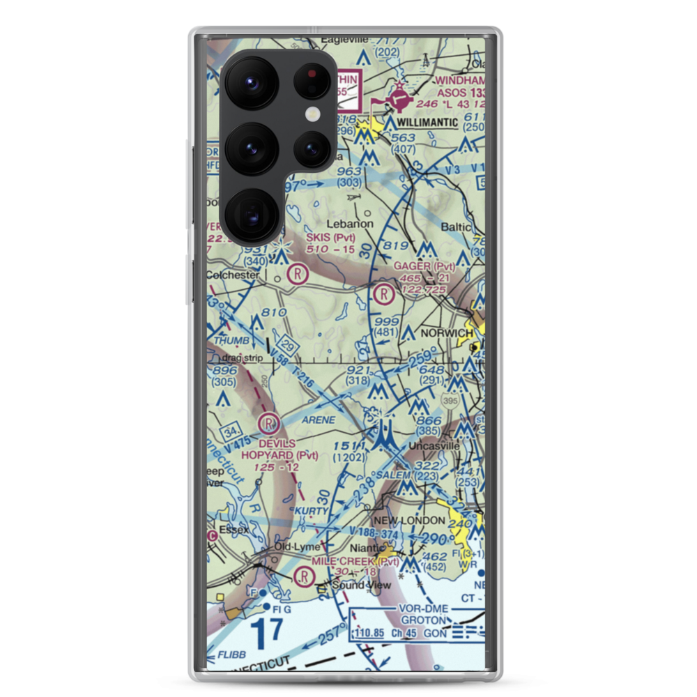 Gardner Lake Airport (CT08) VFR Sectional Samsung Case Samsung Galaxy S22 Ultra model shown