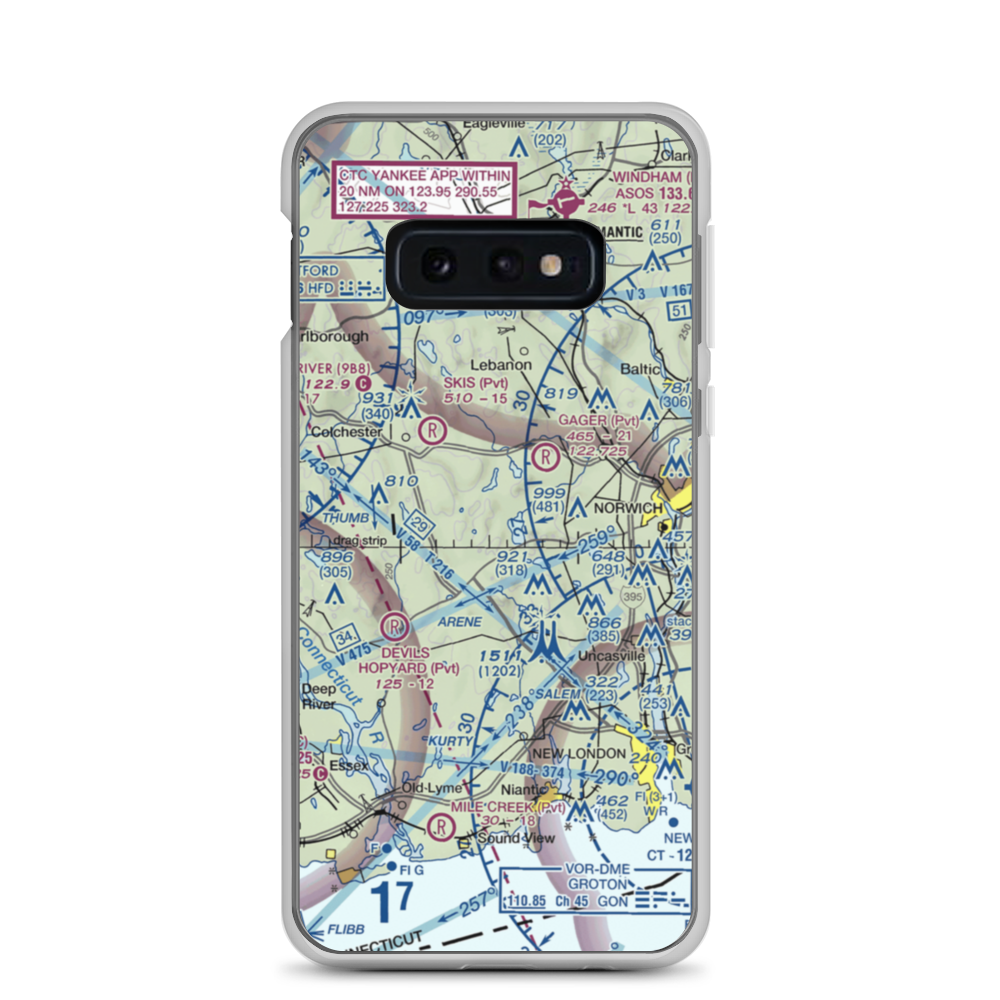 Gardner Lake Airport (CT08) VFR Sectional Samsung Case Samsung Galaxy S10e model shown