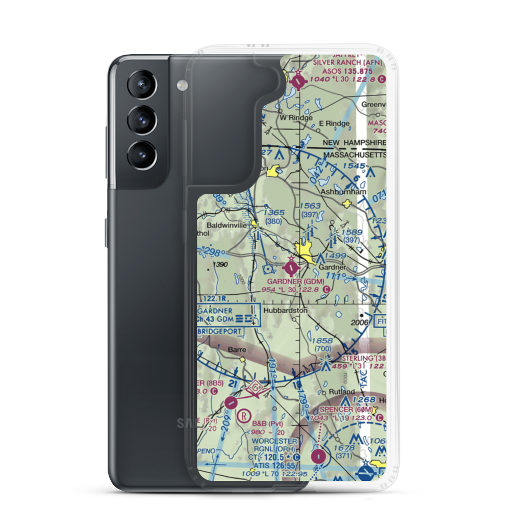 Gardner Municipal Airport (GDM) VFR Sectional Samsung Case Samsung Galaxy S21 model shown