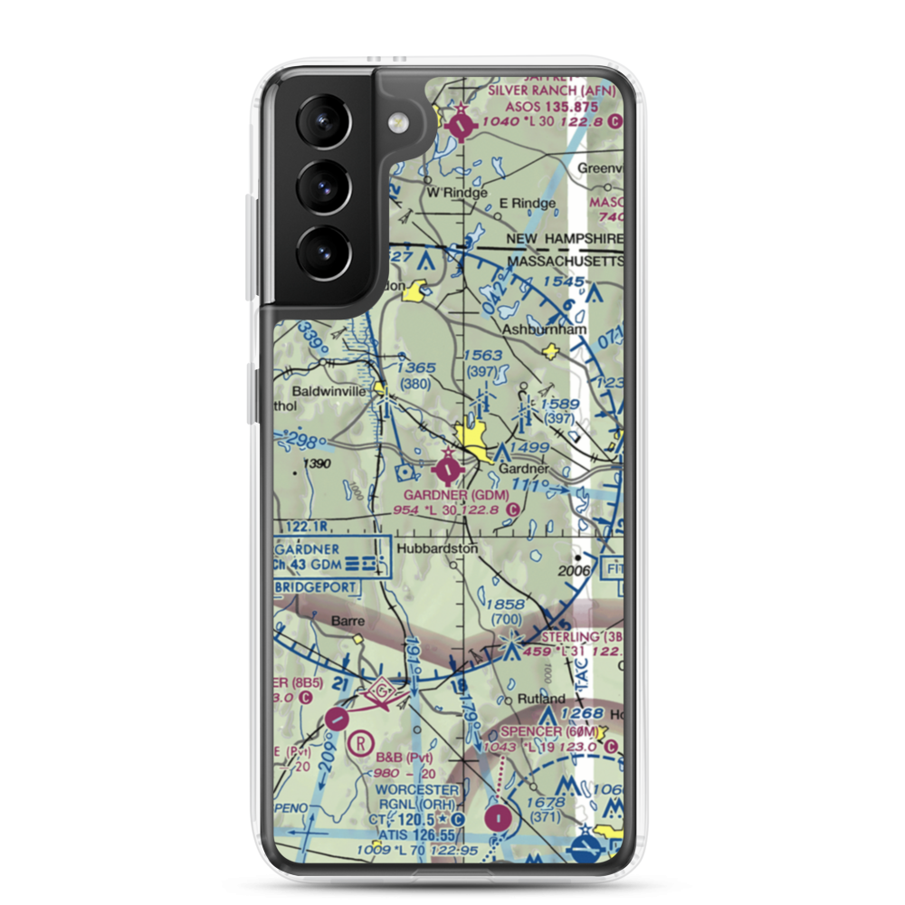 Gardner Municipal Airport (GDM) VFR Sectional Samsung Case Samsung Galaxy S21 Plus model shown