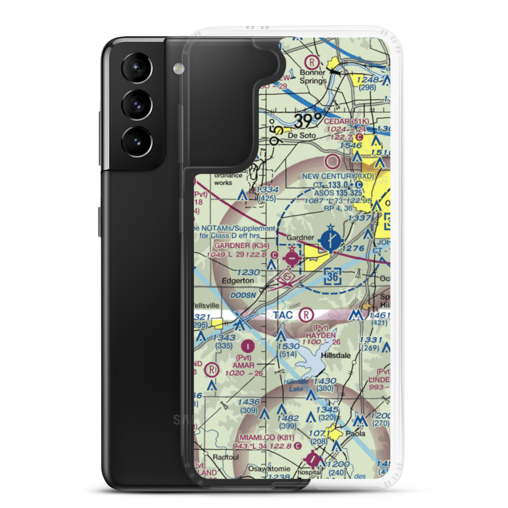 Gardner Municipal Airport (K34) VFR Sectional Samsung Case Samsung Galaxy S21 Plus model shown