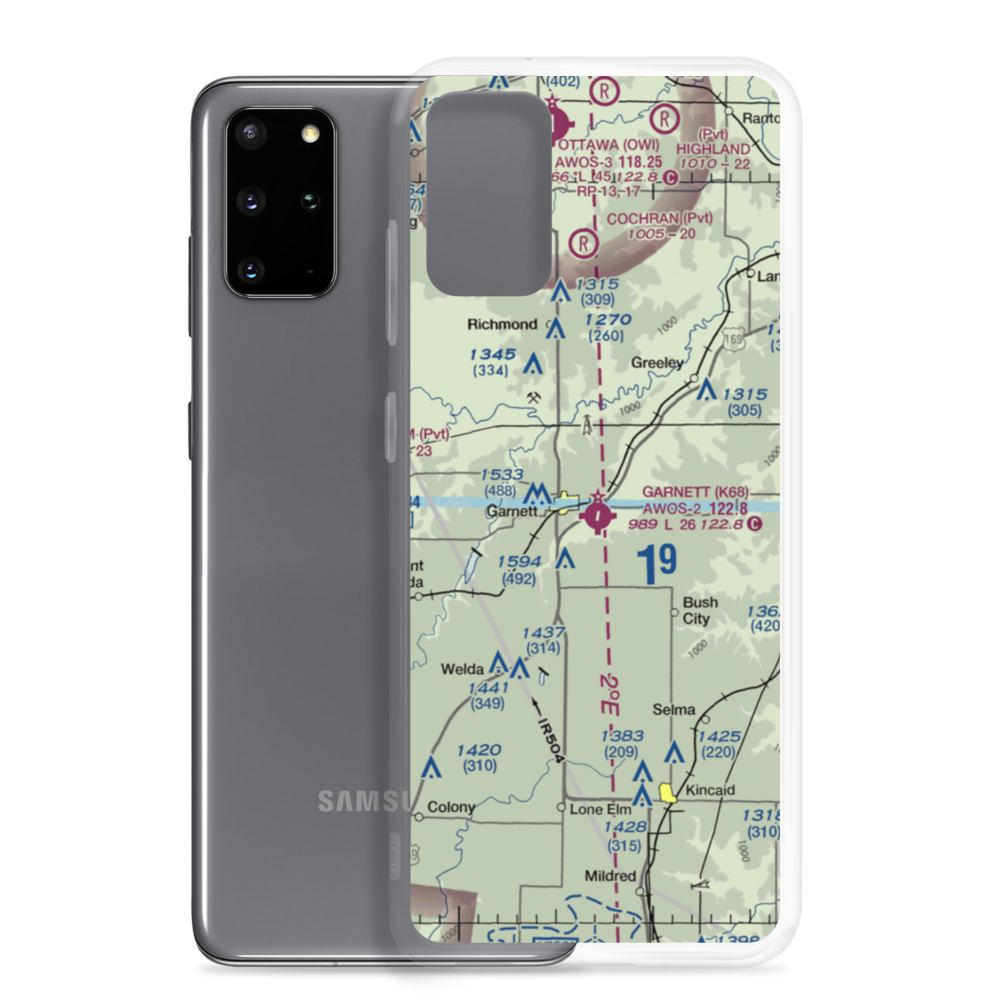 Garnett Municipal Airport (K68) VFR Sectional Samsung Case Samsung Galaxy S20 Plus model shown