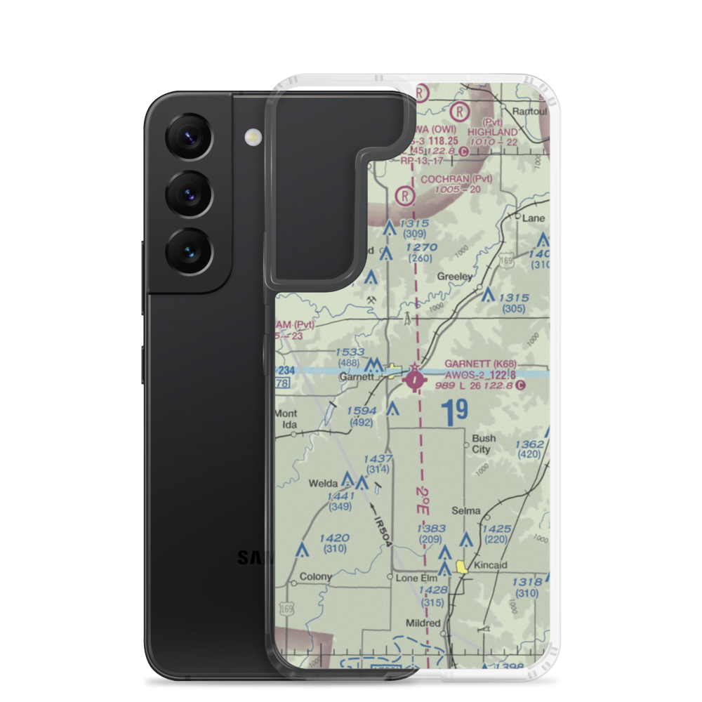 Garnett Municipal Airport (K68) VFR Sectional Samsung Case Samsung Galaxy S22 model shown