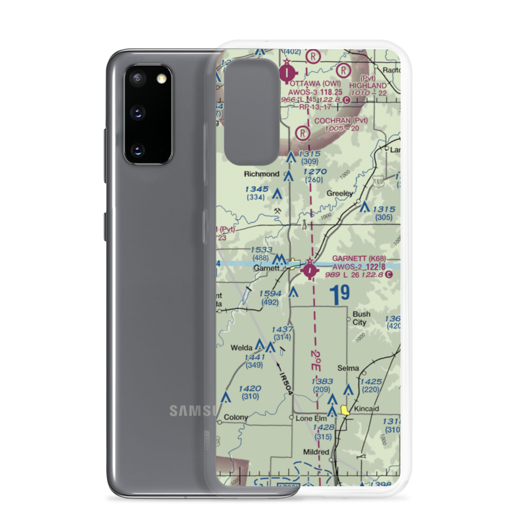 Garnett Municipal Airport (K68) VFR Sectional Samsung Case Samsung Galaxy S20 model shown