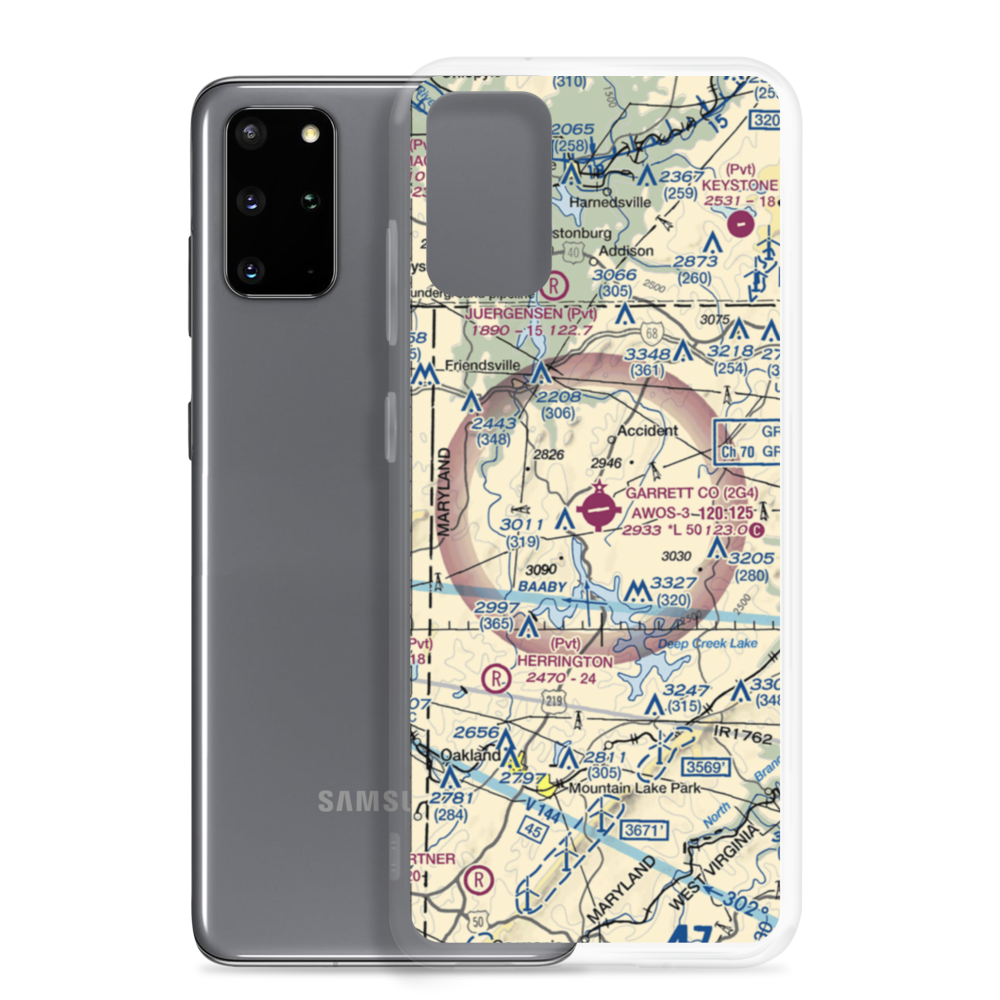 Garrett County Airport (2G4) VFR Sectional Samsung Case Samsung Galaxy S20 Plus model shown