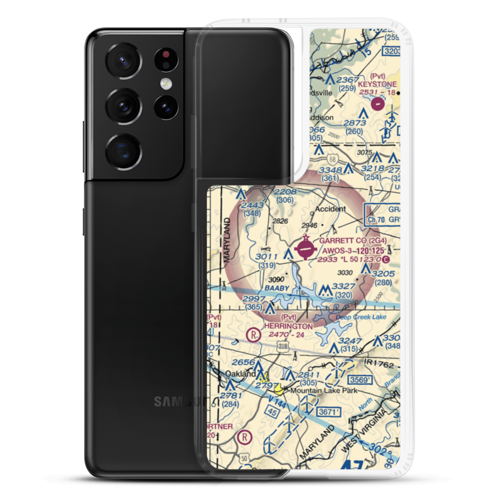Garrett County Airport (2G4) VFR Sectional Samsung Case Samsung Galaxy S21 Ultra model shown