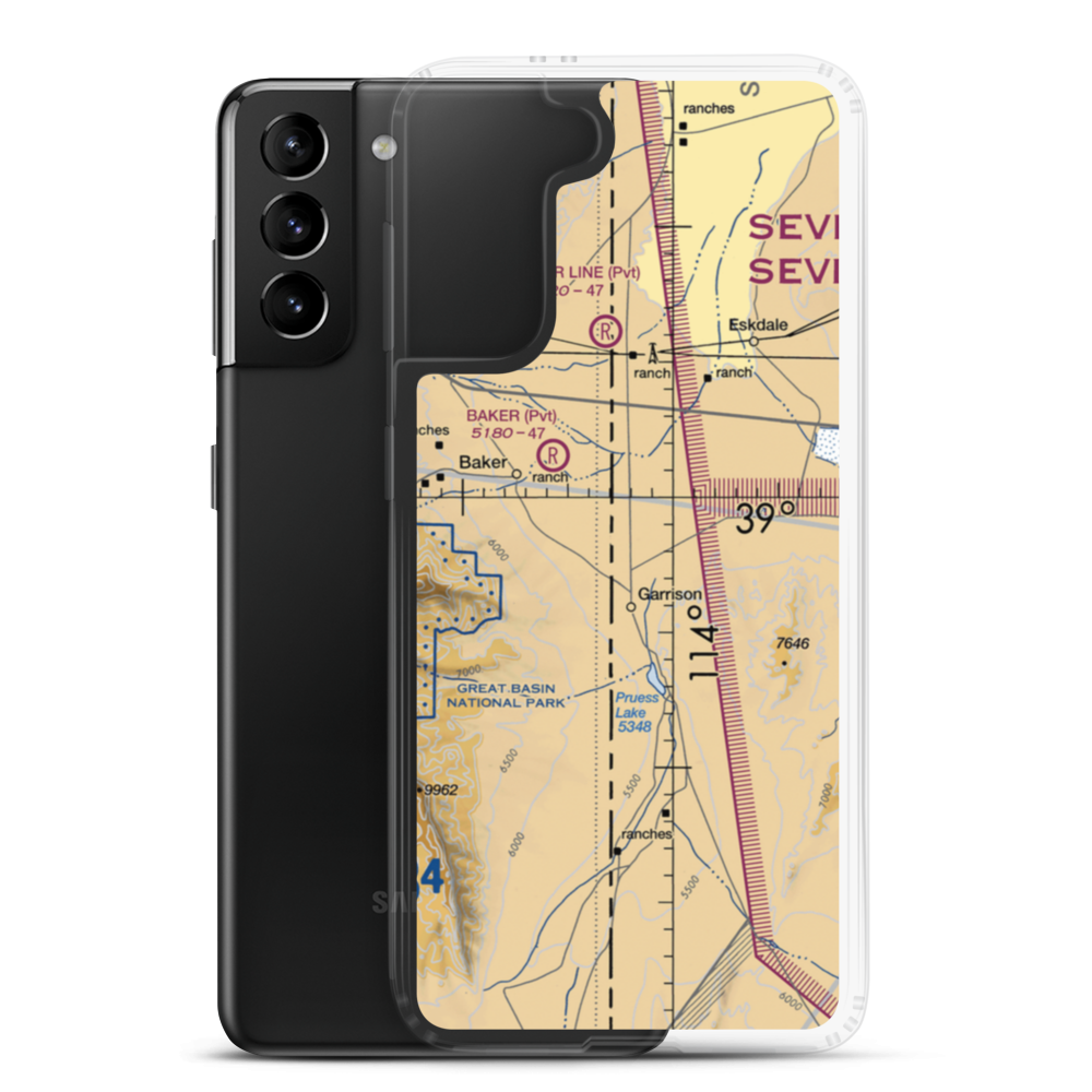 Garrison Airport (UT70) VFR Sectional Samsung Case Samsung Galaxy S21 Plus model shown