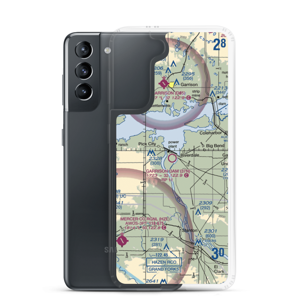 Garrison Dam Recreational Airpark (37N) VFR Sectional Samsung Case Samsung Galaxy S21 model shown