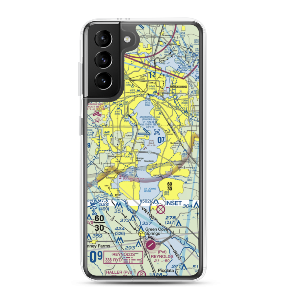 Gary Gale Seaplane Base (0FL8) VFR Sectional Samsung Case Samsung Galaxy S21 Plus model shown