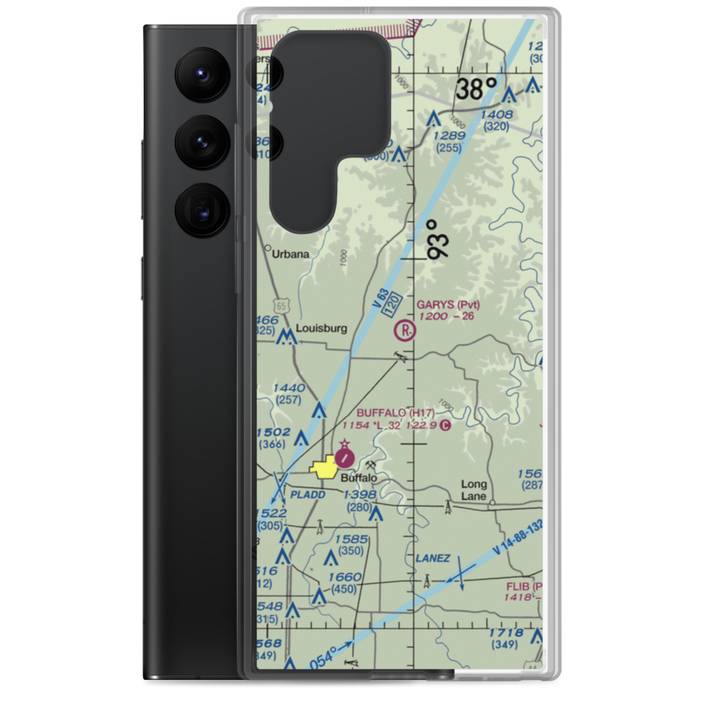 Gary's Airport (97MO) VFR Sectional Samsung Case Samsung Galaxy S22 Ultra model shown