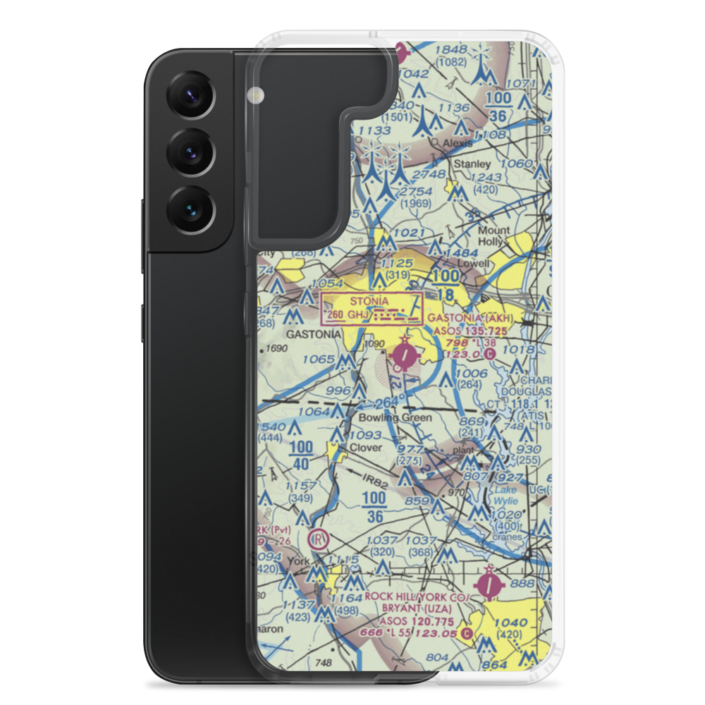 Gastonia Municipal Airport (AKH) VFR Sectional Samsung Case Samsung Galaxy S22 Plus model shown