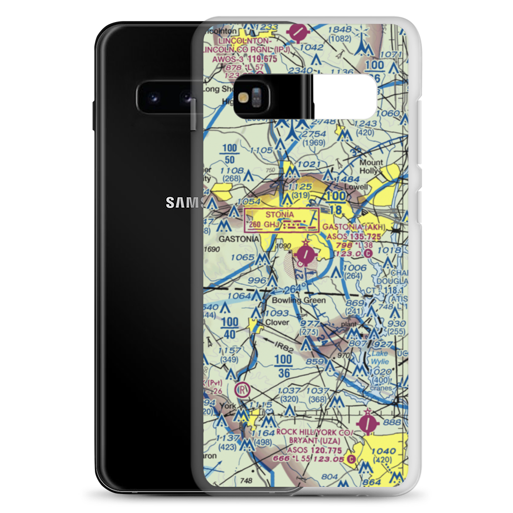 Gastonia Municipal Airport (AKH) VFR Sectional Samsung Case Samsung Galaxy S10+ model shown