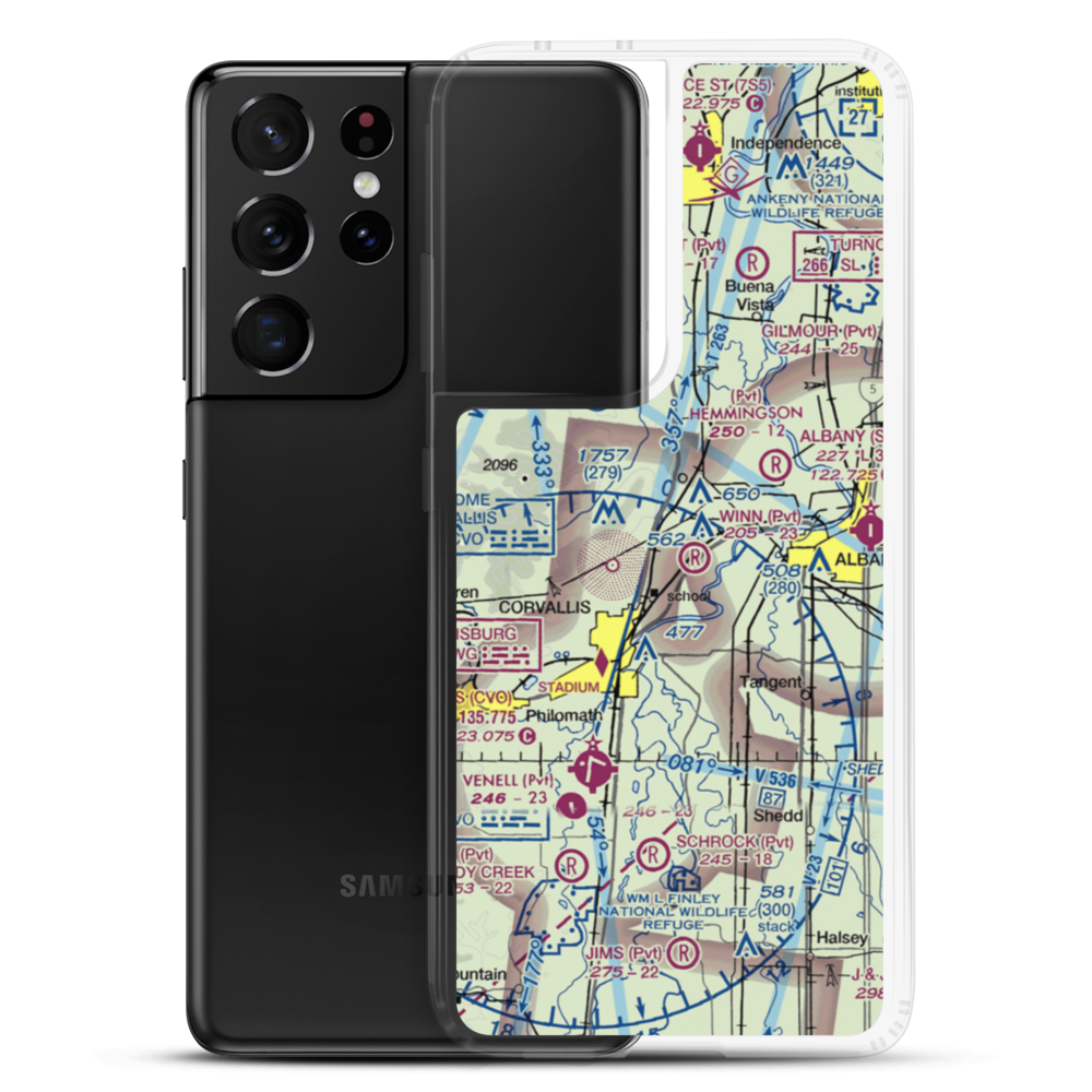 Gates Airport (8OR7) VFR Sectional Samsung Case Samsung Galaxy S21 Ultra model shown
