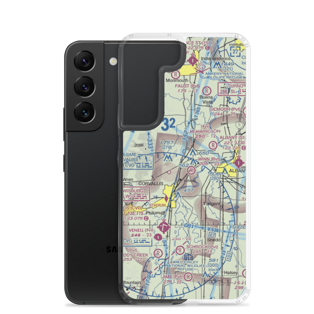 Gates Airport (8OR7) VFR Sectional Samsung Case Samsung Galaxy S22 model shown