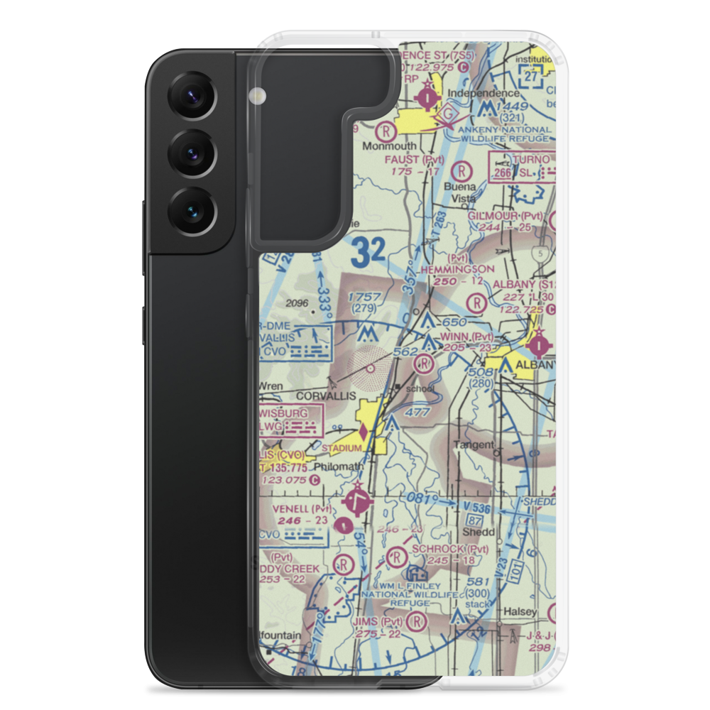 Gates Airport (8OR7) VFR Sectional Samsung Case Samsung Galaxy S22 Plus model shown
