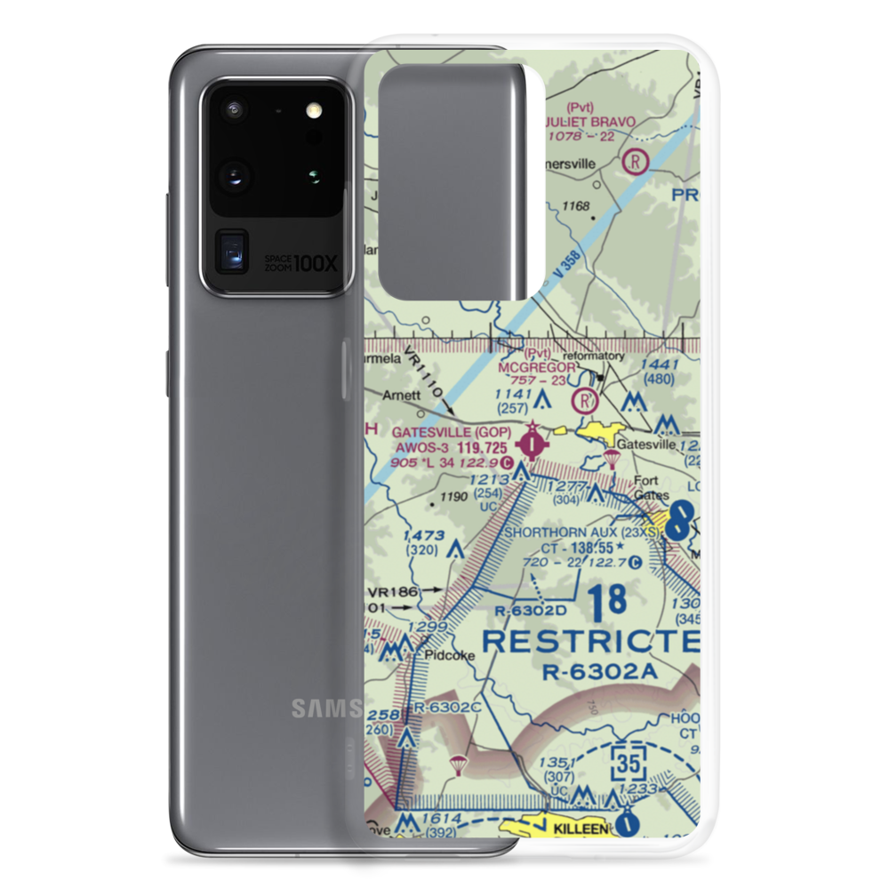 Gatesville Municipal Airport (GOP) VFR Sectional Samsung Case Samsung Galaxy S20 Ultra model shown
