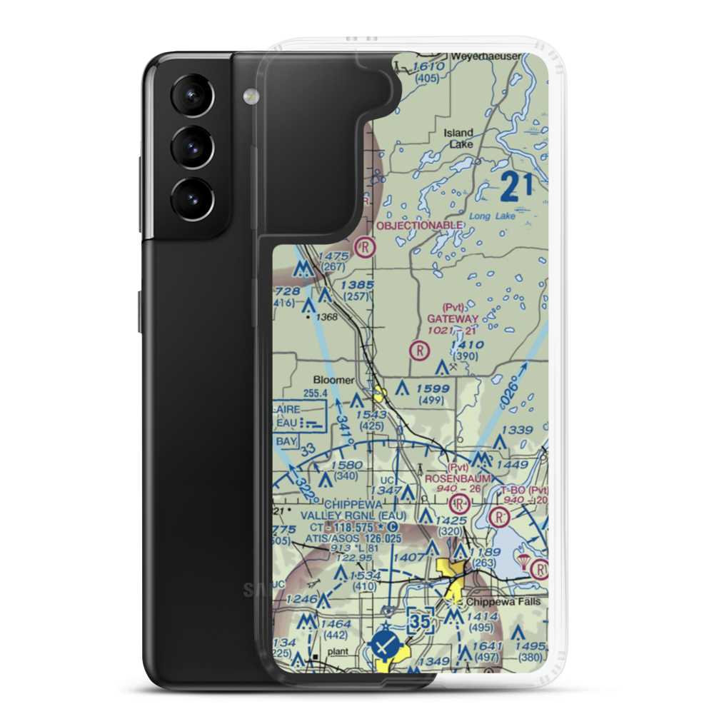 Gateway Airport (WI18) VFR Sectional Samsung Case Samsung Galaxy S21 Plus model shown
