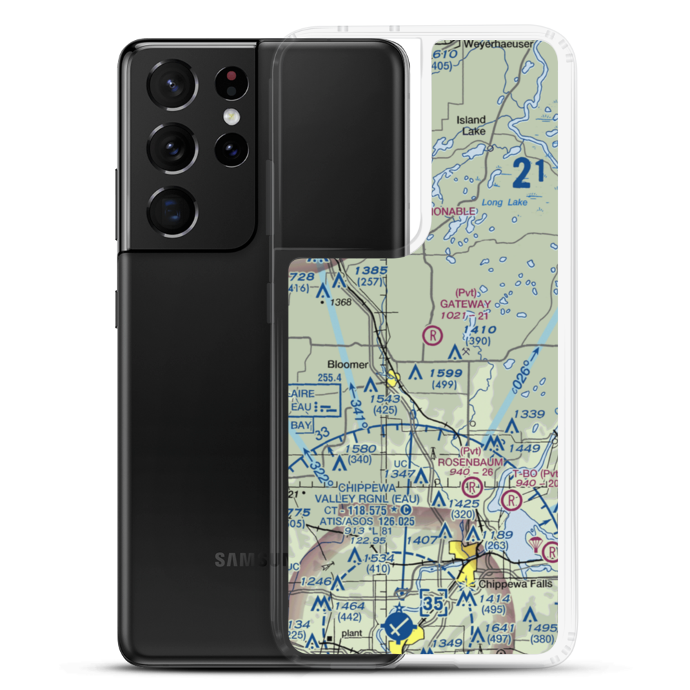 Gateway Airport (WI18) VFR Sectional Samsung Case Samsung Galaxy S21 Ultra model shown