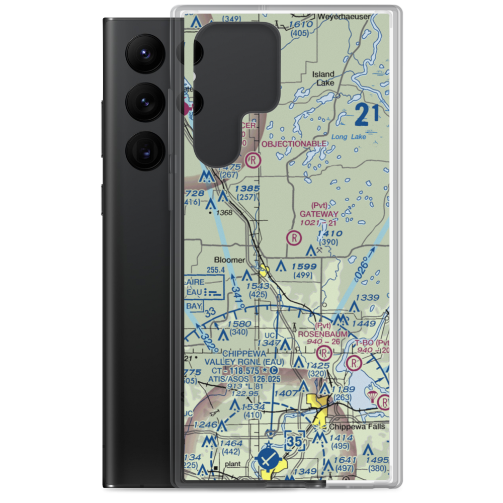 Gateway Airport (WI18) VFR Sectional Samsung Case Samsung Galaxy S22 Ultra model shown