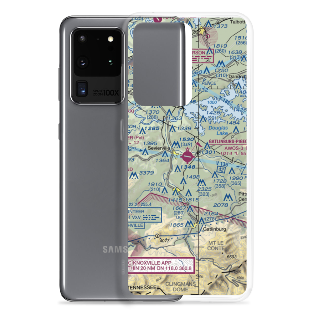 Gatlinburg-Pigeon Forge Airport (GKT) VFR Sectional Samsung Case Samsung Galaxy S20 Ultra model shown