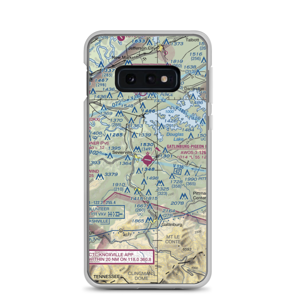 Gatlinburg-Pigeon Forge Airport (GKT) VFR Sectional Samsung Case Samsung Galaxy S10e model shown