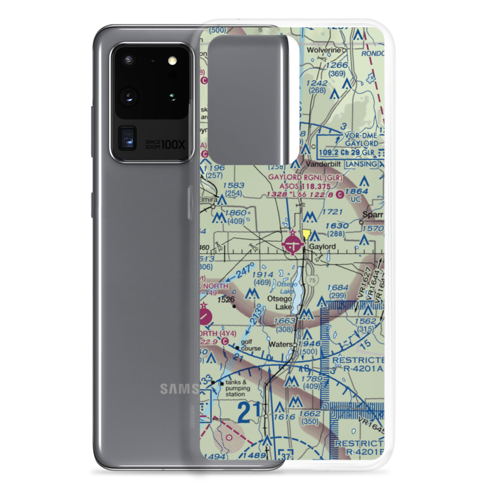 Gaylord Regional Airport (GLR) VFR Sectional Samsung Case Samsung Galaxy S20 Ultra model shown