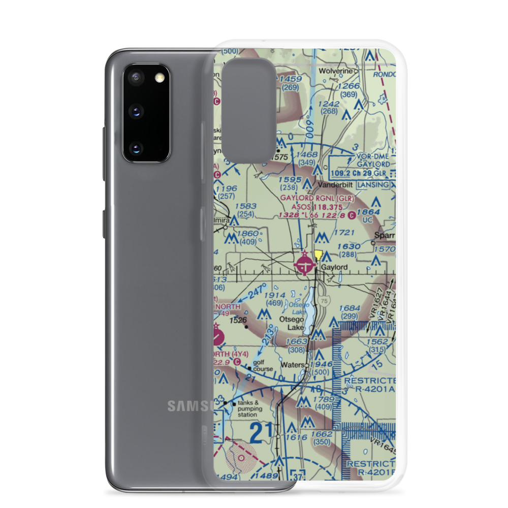 Gaylord Regional Airport (GLR) VFR Sectional Samsung Case Samsung Galaxy S20 model shown