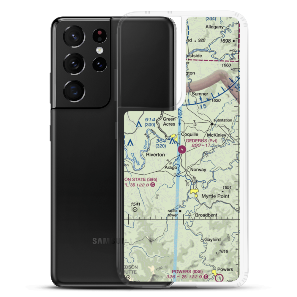 Gederos Airport (45OR) VFR Sectional Samsung Case Samsung Galaxy S21 Ultra model shown